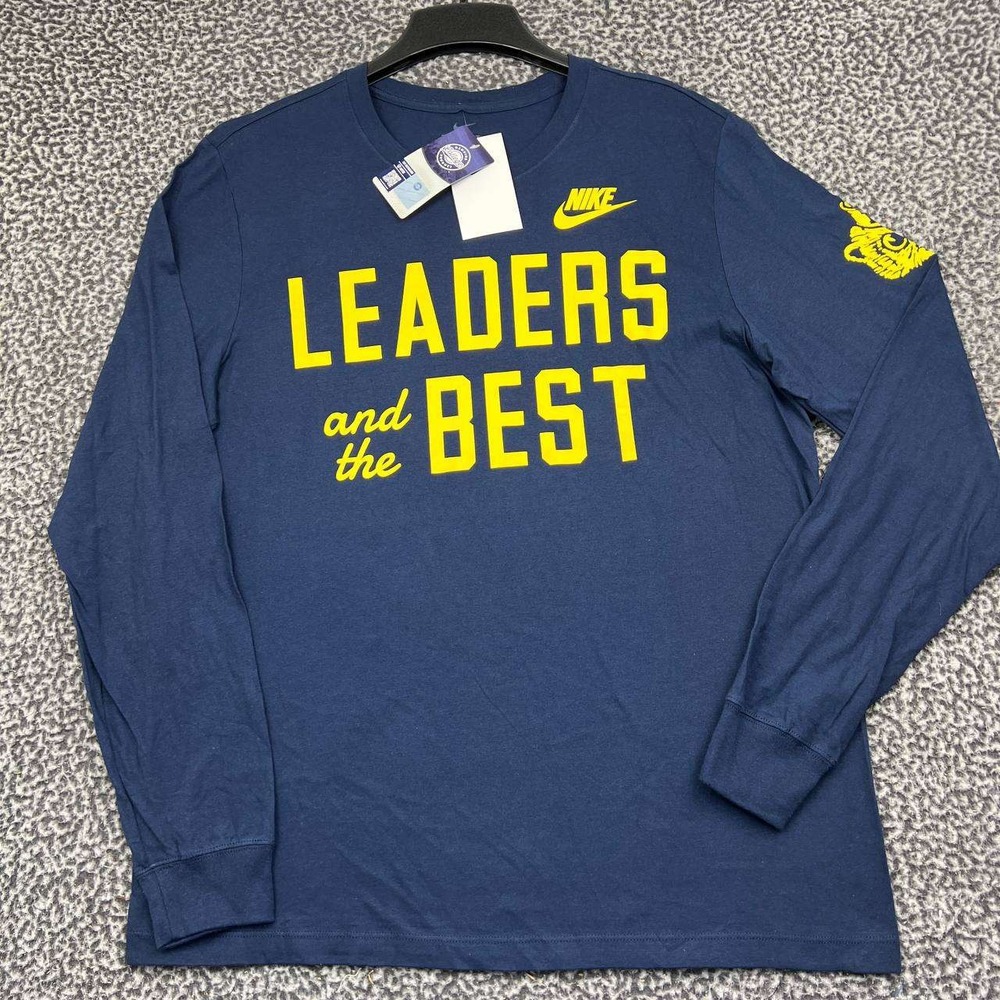 Nike Michigan Wolverines Shirt Men Large Navy Leaders and the Best Cotton New L